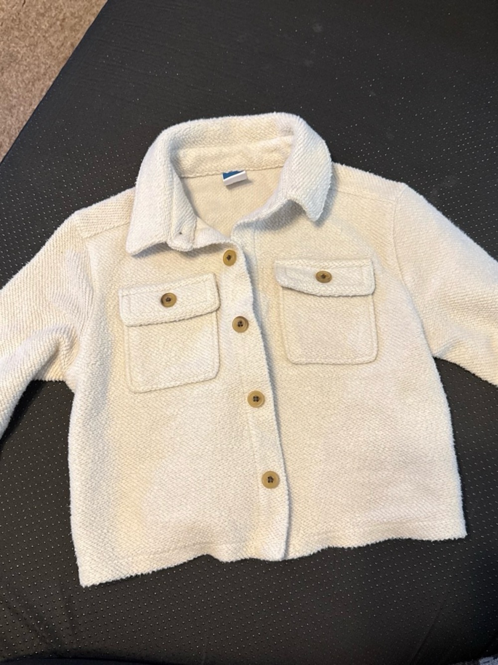 Old Navy Cream Button-Down Shirt Jacket with Chest Pockets